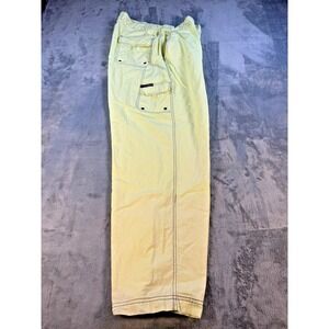 Vintage Y2K Veezo Wear Linen Cargo Pants Butter Yellow Hammer Loop Men's 2XL 🔥